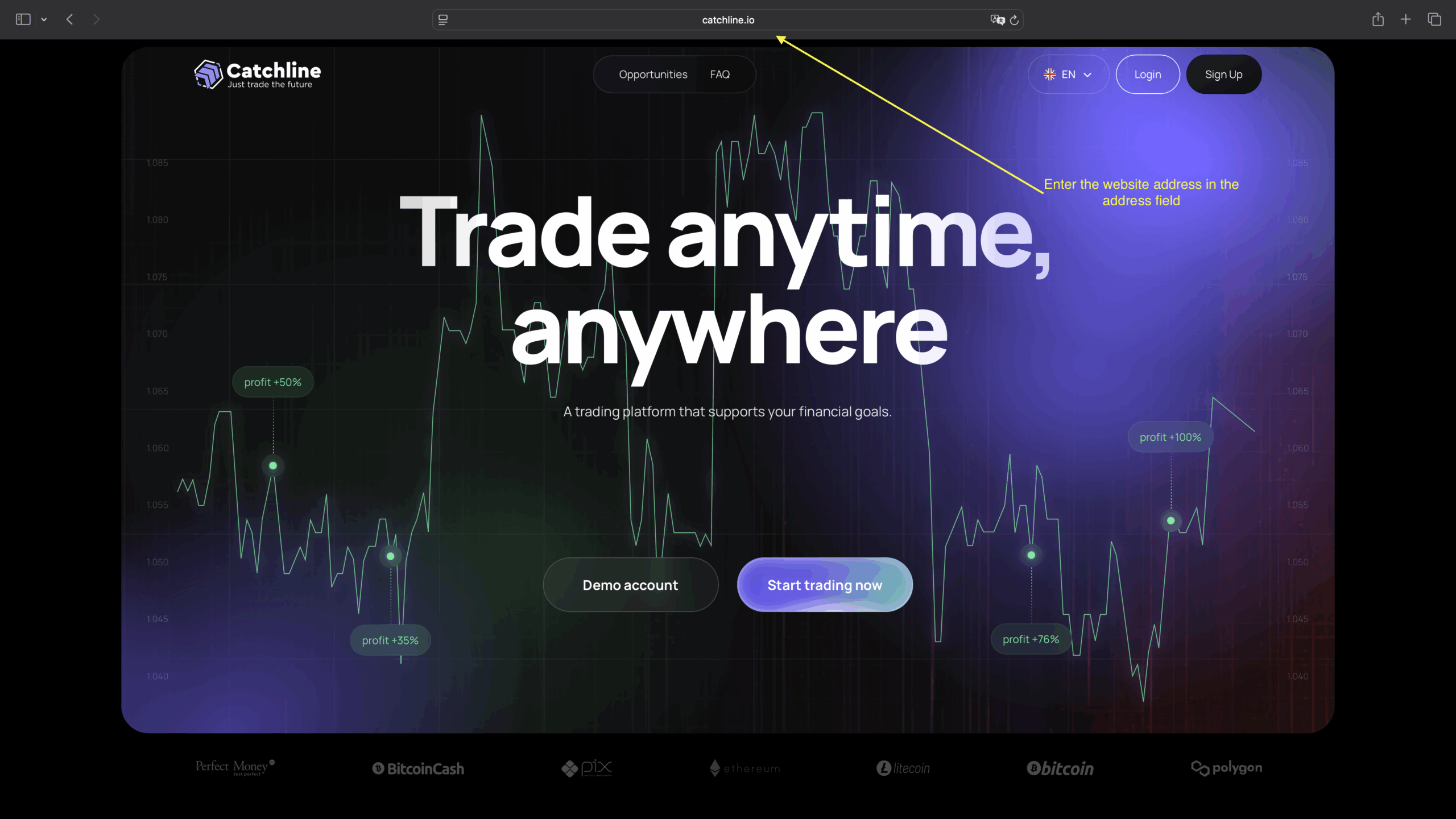 Catchline registration homepage interface