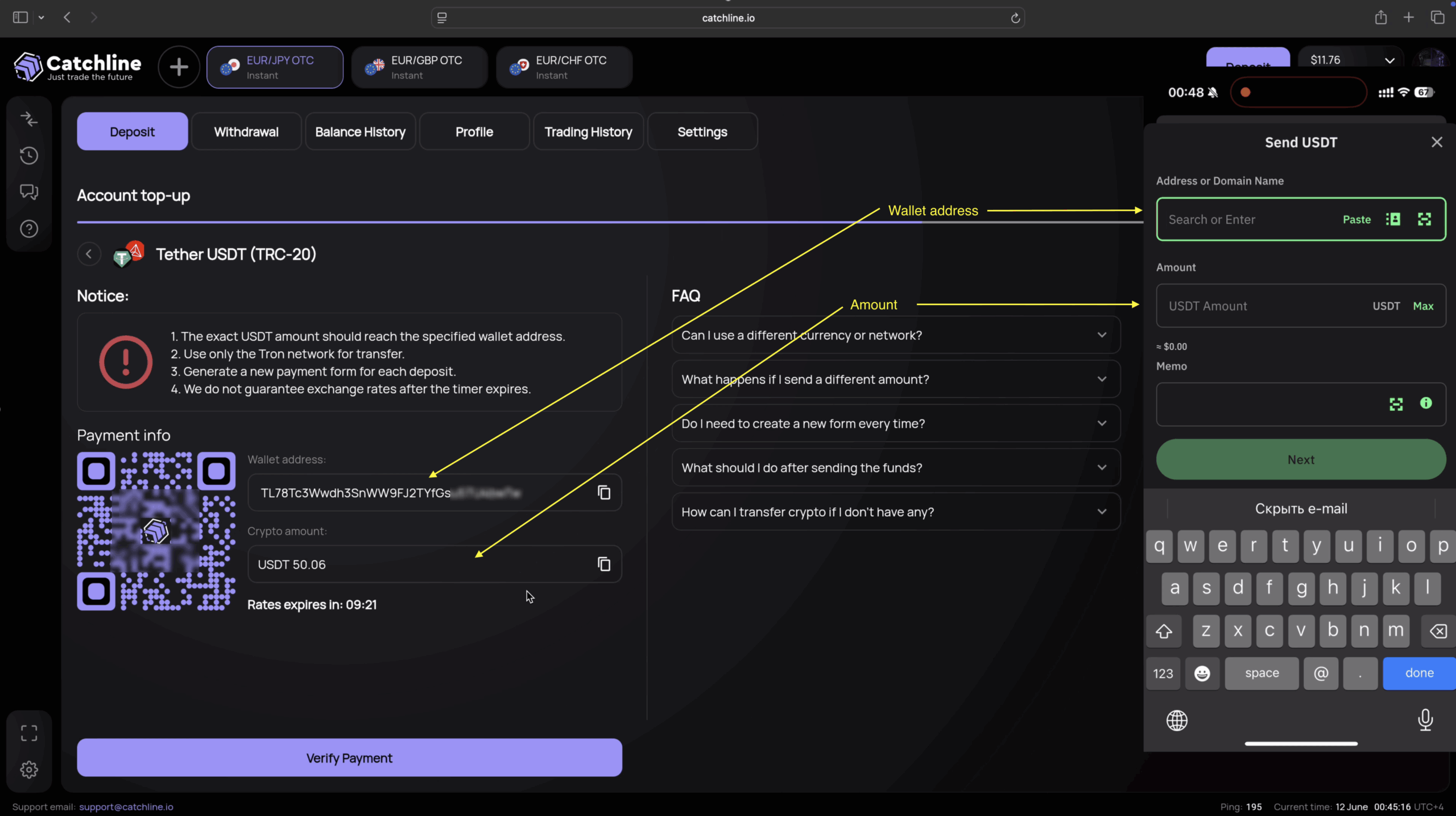 Trust Wallet USDT transfer details