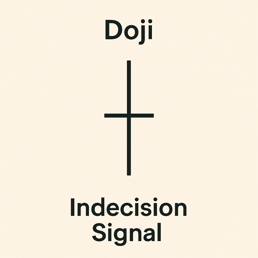Doji candle formation showing market indecision