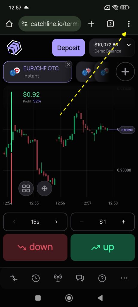 Open Catchline PWA on Android browser