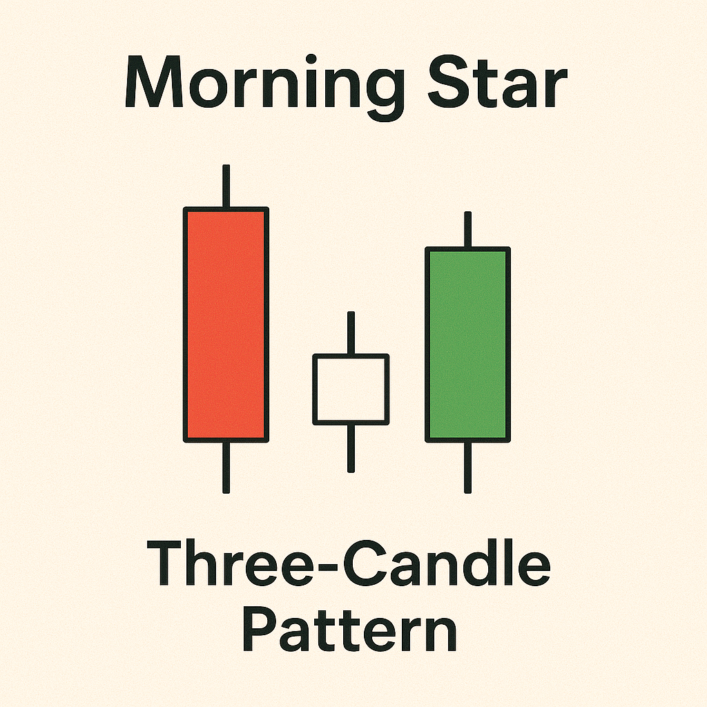 Morning star three-candle bullish reversal formation