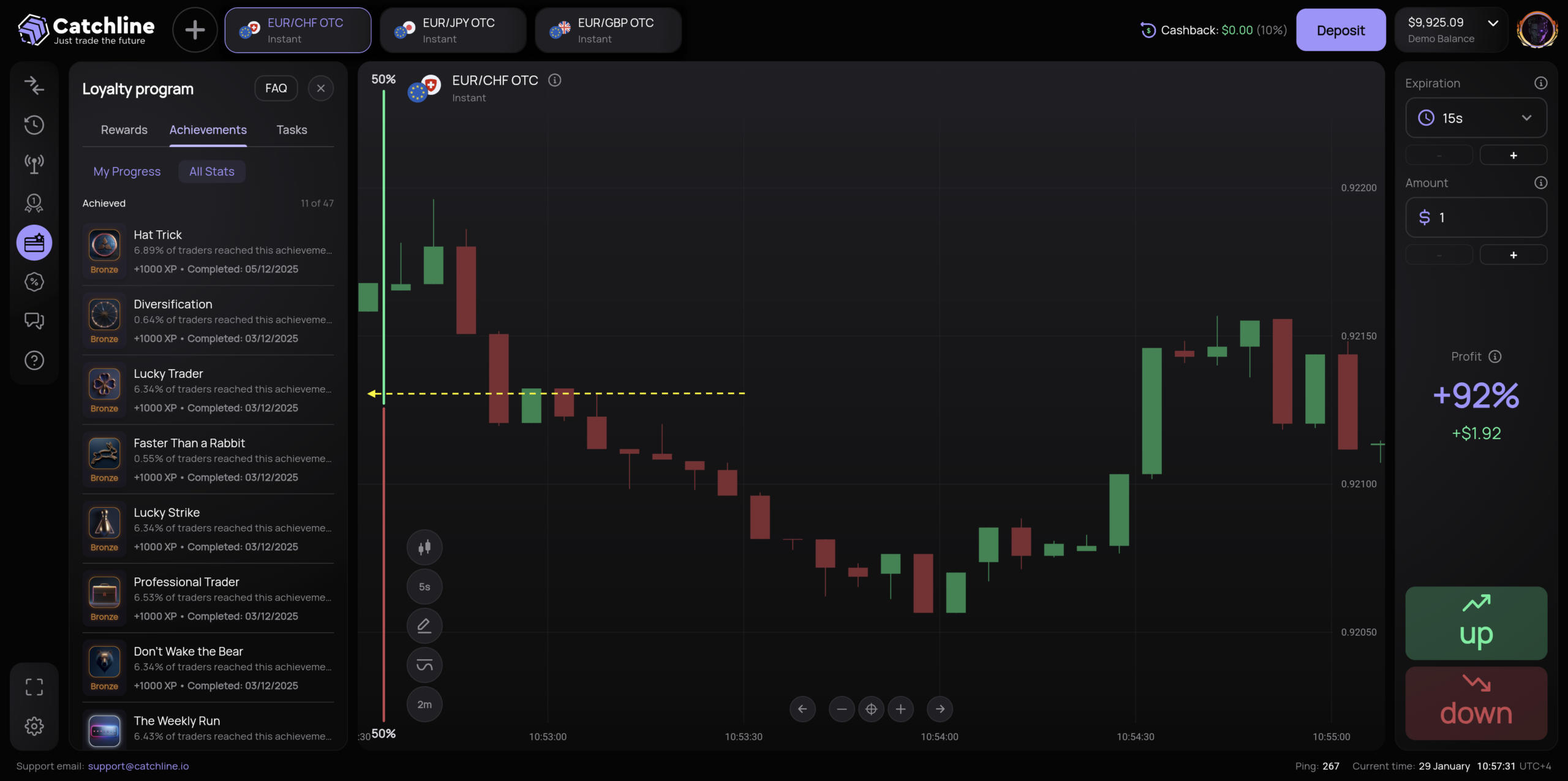 Trading achievements bronze silver gold badges